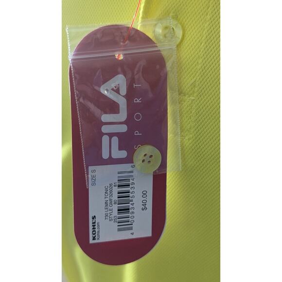 NEW FILA Mens 100% Polyester Yellow Golf Polo Shirt Size Small 40 - Picture 7 of 7